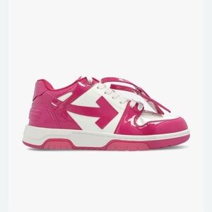 Off-White "Out of Office" patent leather sneakers. White/Fuchsia/Pink SZ 42 NWOB